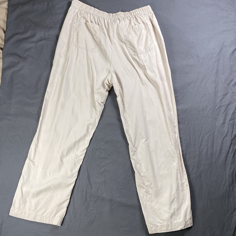 Magaschoni Cream Lightweight Wide Leg Pants with Pockets Casual Size L - Picture 9 of 10